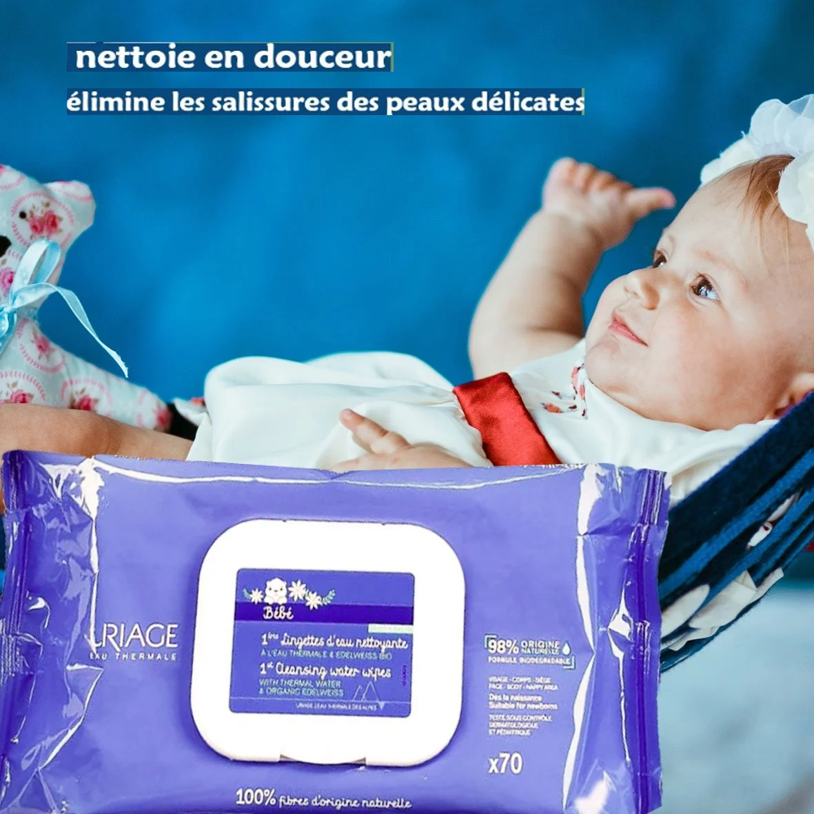 URIAGE Bébé 1ÈRE Lingettes d’Eau Nettoyante – Image 3